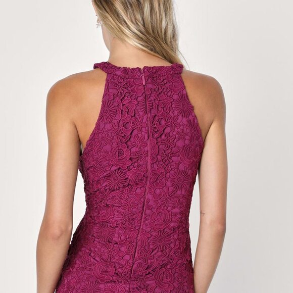 LULU'S Love Poem Magenta Lace Mini Dress- Size Small - Picture 2 of 7